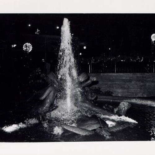 [Night view of the Mermaid fountain, Ghirardelli Square]
