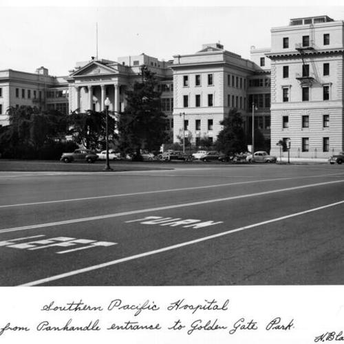 Southern Pacific Hospital, from Panhandle entrance to Golden Gate Park