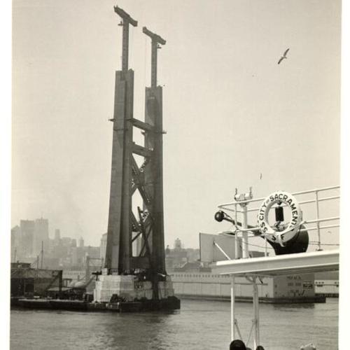 [Construction of  tower on the western side of the San Francisco-Oakland Bay Bridge]