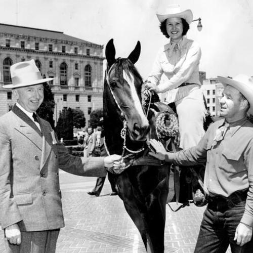 [Thomas Brooks, Chief Administrator of San Francisco being appointed an honorary Marshall of the 1950 Redwood City Rodeo]
