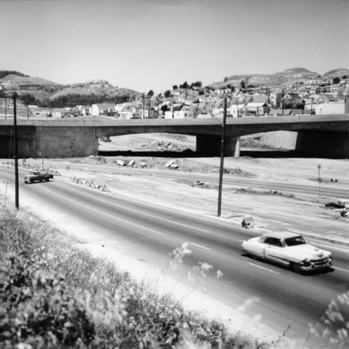 [Alemany Boulevard at Mission Street viaduct looking NW, 1963]