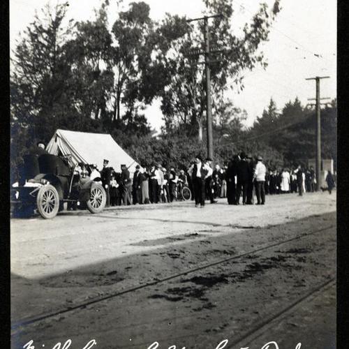 [Milk line at Golden Gate Park after 1906 earthquake]