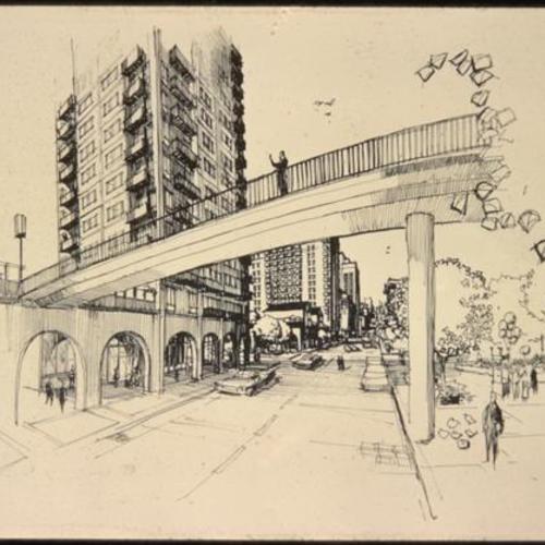 Embarcadero Center architectural drawing of Jackson and Davis Streets