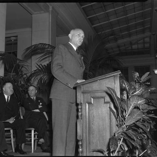 Ralph G. Wadsworth at dedication of WPA San Francisco Scale Model at City Hall