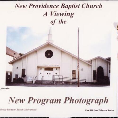 [Images relating to New Providence Baptist Church, Reverend Scott, Reverend Gilmore, and an usher's badge]