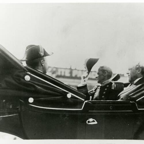[Admiral George Dewey in a horse-drawn carriage when the Great White Fleet came to San Francisco in 1916]