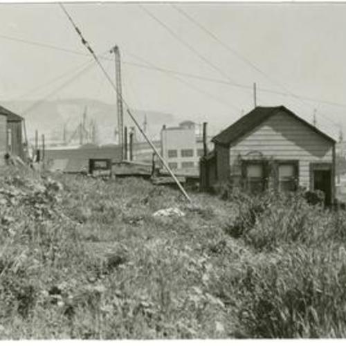 [Row of shacks on First st. to be torn down for a bay bridge approach]