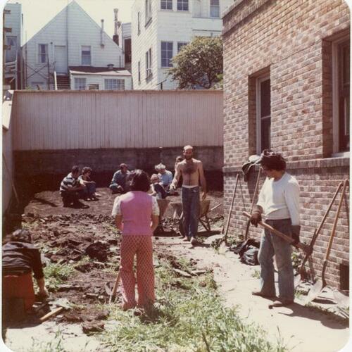 [Neighborhood work party at the Noe Valley Branch of the San Francisco Public Library]