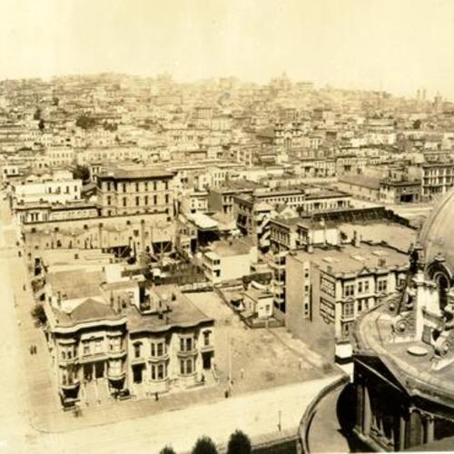 [Birdseye view of San Francisco towards Nob Hill from roof of new City Hall]