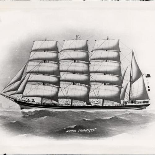 [Painting of steel, 4-masted bark "Donna Francisca"]