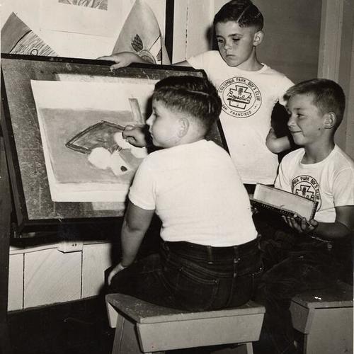 [Members of the Columbia Park Boys Club participating in an activity]