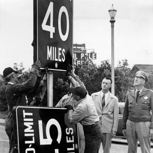 [Speed limit on the San Francisco-Oakland Bay Bridge being changed from 45 miles an hour to 40 miles an hour]