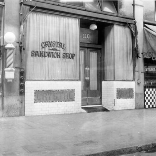 [Exterior of the Crystal Sandwich Shop at 110 Eddy Street]