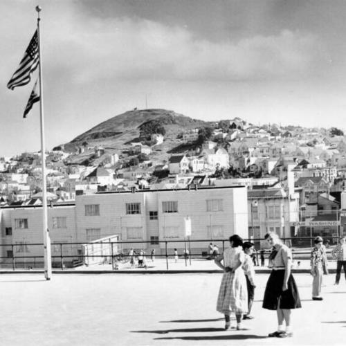 [View of Bernal Heights from the Fairmount School playground]