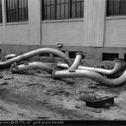 [Sections of galvanized pipe for Bay Bridge pipeline]