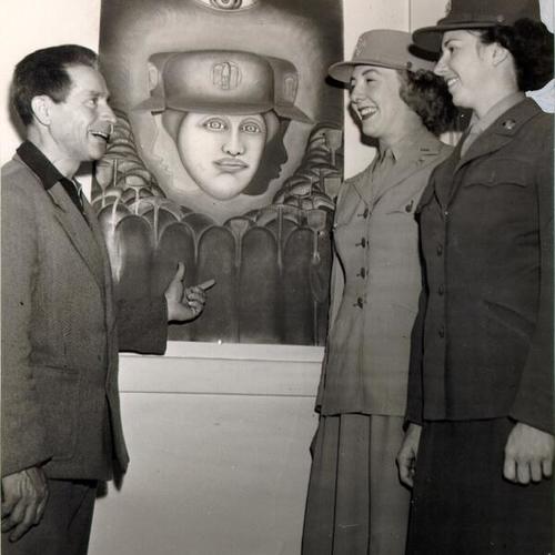 [Artist Beniamino Bufano with Lieutenant Alice Crawford and Sergeant Frances Pellecier of the Women's Army Auxiliary Corps]