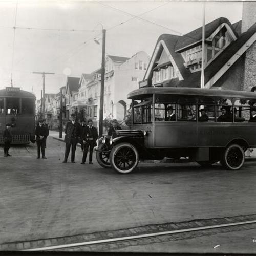 [First Muni bus, shown at the intersection of Fulton Street and 10th Avenue]