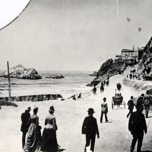 [First Cliff House opened in 1863 at Ocean Beach]