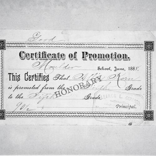 [Moulder School certificate (1888)]