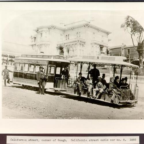 California street, corner of Gough. California street cable car no. 5 1882