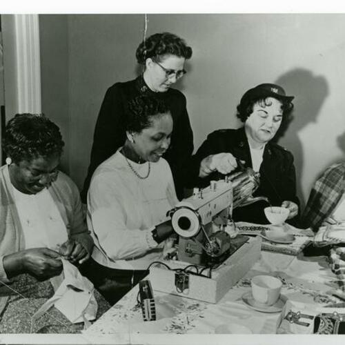 [Martha's mother and members of the Ingleside Presbyterian church handmaking things for a raffle]