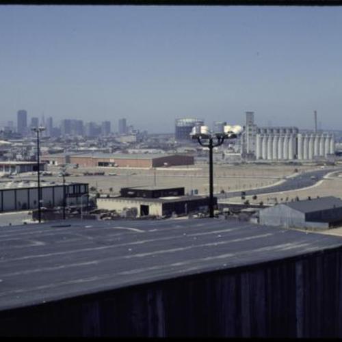 Looking over rooftops at warehouses in Hunters Point