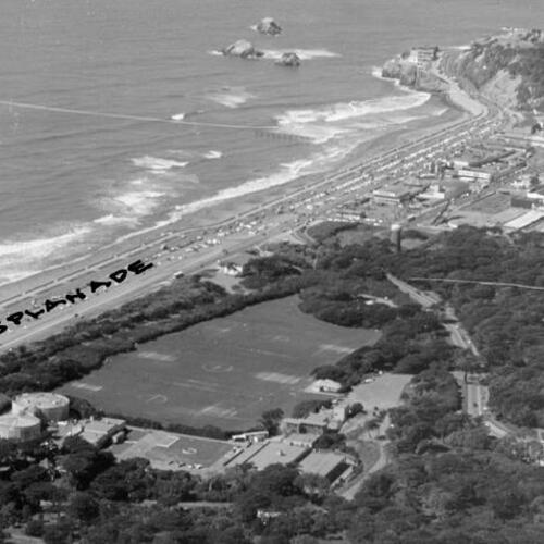 [Aerial view looking northwest at the western end of Golden Gate Park]