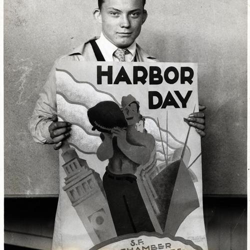 [John Loon winner of the Junior Chamber of Commerce Harbor Day poster contest]