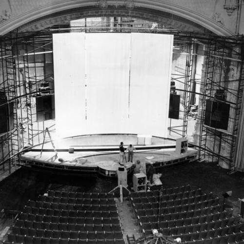 [Interior of the Orpheum Theater while it was being remodeled to prepare it for "Cinerama"]
