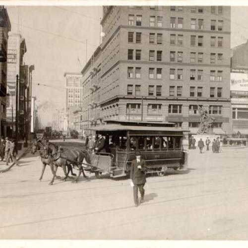 [Horse car at Market and Battery streets]