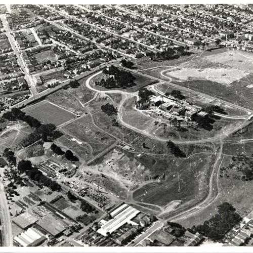 [Aerial view of construction of San Francisco Junior College campus]