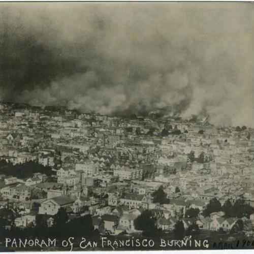 Panorama of San Francisco burning