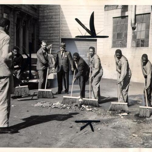 [Members of the Laguna-Redwood Block Club participating in a neighborhood clean-up project]