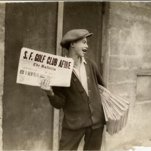 [Paper boy selling The Bulletin]
