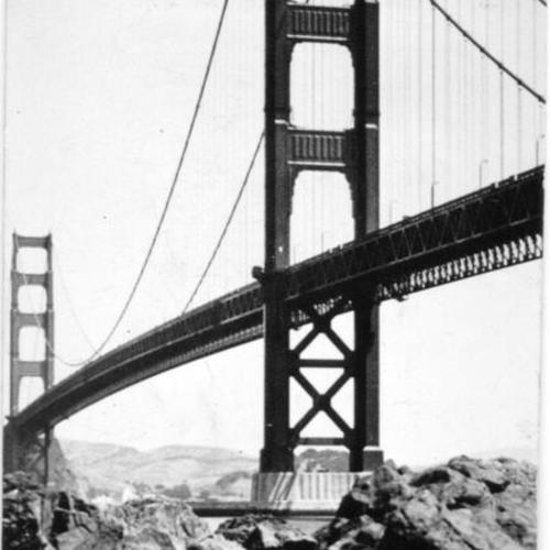 [View of the Golden Gate Bridge taken from near Fort Point]