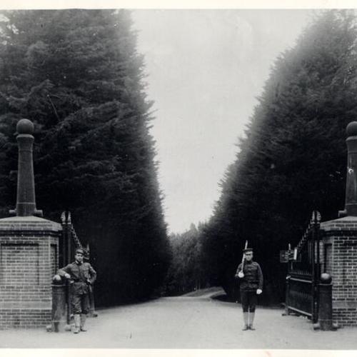 [Two guards at an entrance to the Presidio]