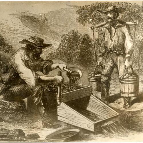 [Drawing of two gold miners]