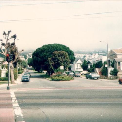 [View of Miramar Avenue, looking north from Ocean Avenue in the Westwood Park district]