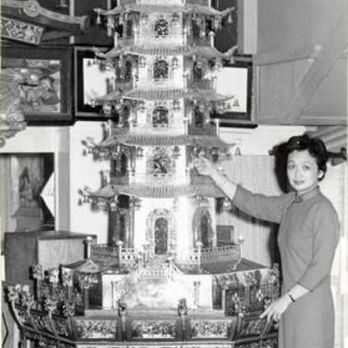 [Amy Wong standing in front of silver pagoda]