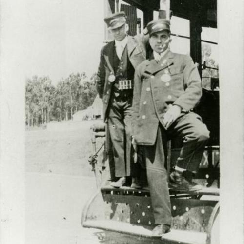 [The conductor and motorman on the #40 Market Street Railway, San Mateo Line in San Mateo]