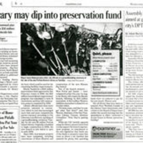 Portola Branch Library binder, p. 19: Library may dip into preservation fund