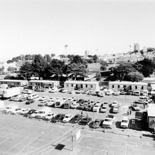 [View of the grounds of the Marina Middle School after the October 17, 1989 Loma Prieta earthquake]