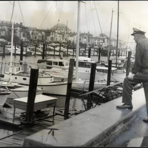 [Harbormaster Frank Damon at Yacht Harbor, Marina District]