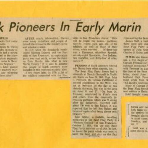Black Pioneers in Early Marin