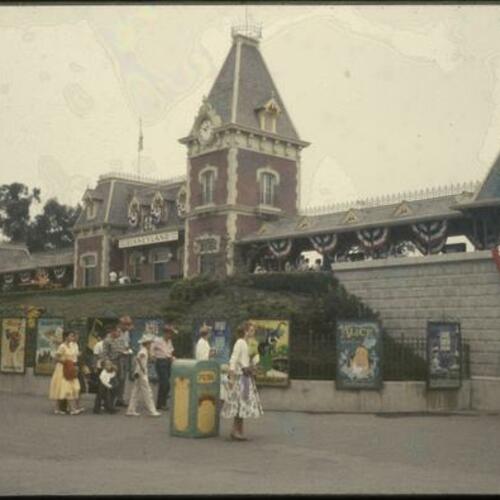 People entering Disneyland entrance