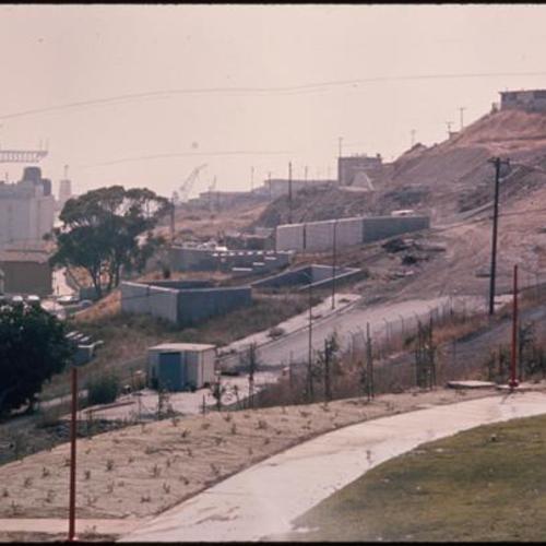 View of hillside with construction in progress