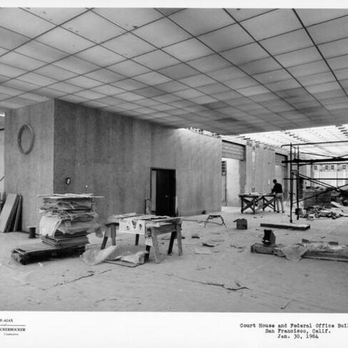 [Interior of Federal Building during construction]