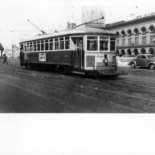 [Market Street railroad 9 line streetcar at Embarcadero Street Terminal]