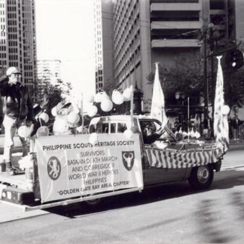 [Float of the Philippine Scouts Heritage Society on Veteran's Day parade down Market Street]