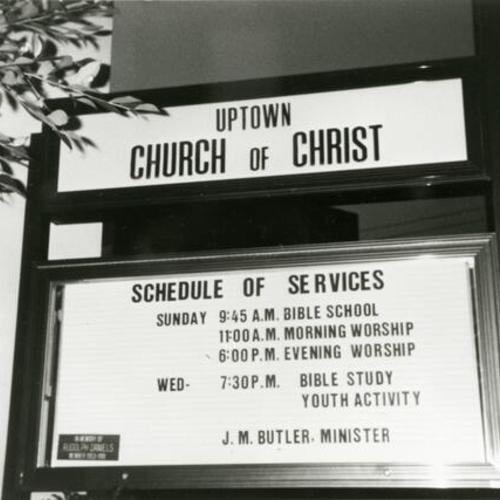 [Sign for Uptown Church of Christ on Ellis Street]